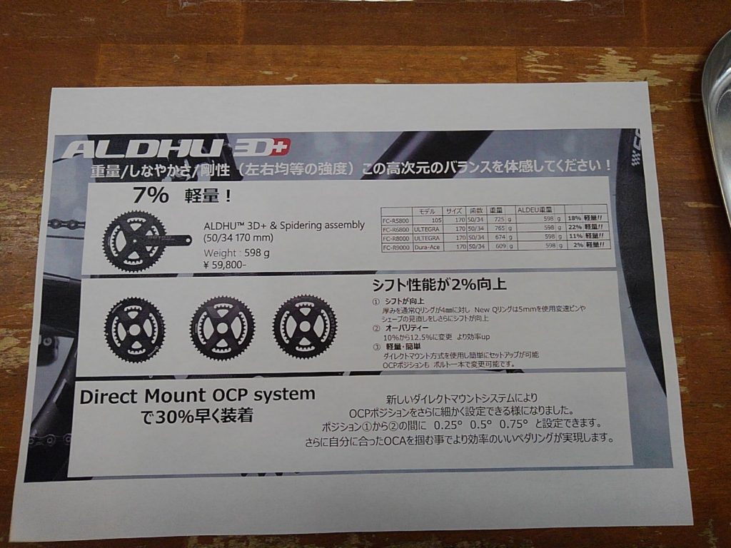 ROTOR ALDHU 3D+ q-rings 楕円 チェーンリング 効率化 ロードバイク